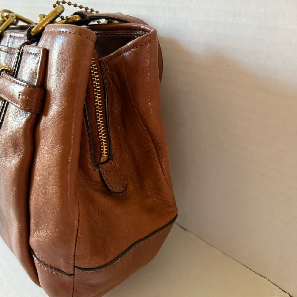 Coach Vintage Brown Leather Satchel with Gold-Tone Hardware - Picture 9 of 11